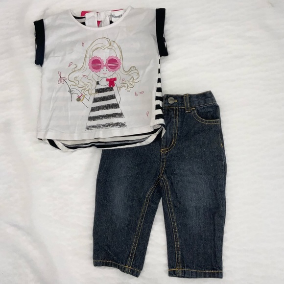 Girl’s Kenneth Cole REACTION Jeans & lilly wicket Tee Bundle Size 12 months - Picture 1 of 3